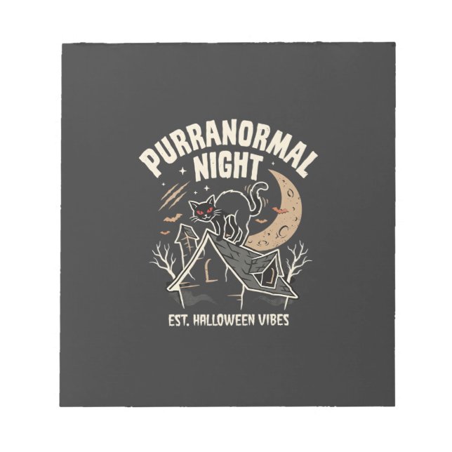 Bloco De Notas Gato Preto da Lua no Halloween (2) (Frente)