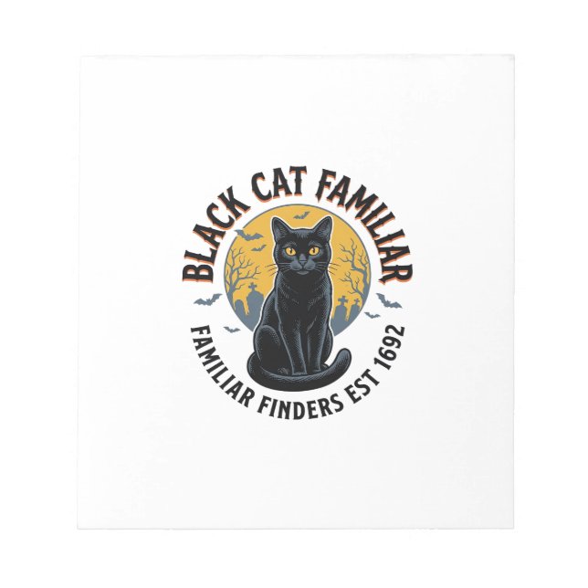 Bloco De Notas Gato Preto Familiar Design de Resgate de Halloween (Frente)