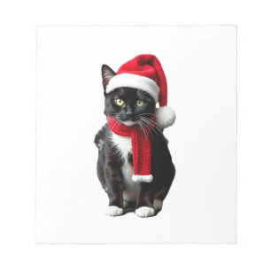 Bloco De Notas Gato Preto Feio do Natal Chapéu do Papai Noel Cach