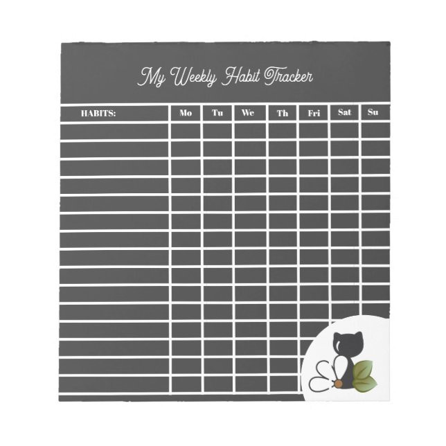 Bloco De Notas Gato Preto Fofo e flor – Personalizado (Frente)