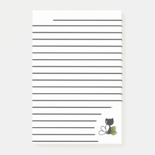 Bloco De Notas Gato Preto Fofo e flor – Personalizado
