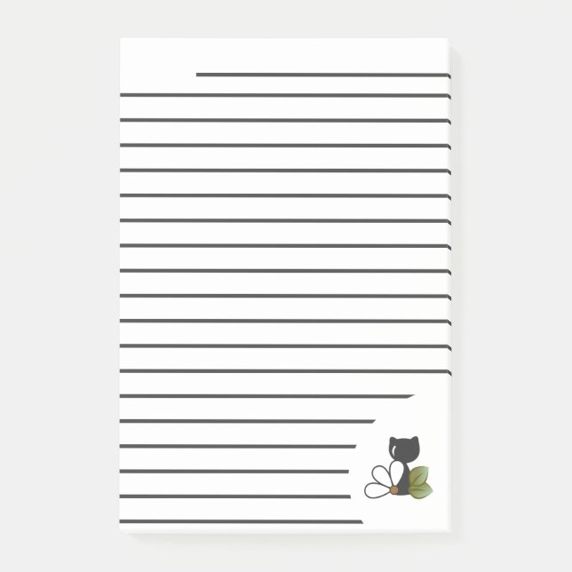 Bloco De Notas Gato Preto Fofo e flor – Personalizado (Frente)