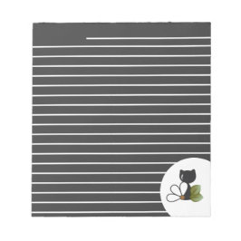 Bloco De Notas Gato Preto Fofo e flor – Personalizado