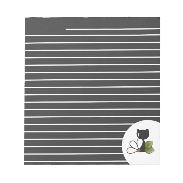 Bloco De Notas Gato Preto Fofo e flor – Personalizado (Frente)