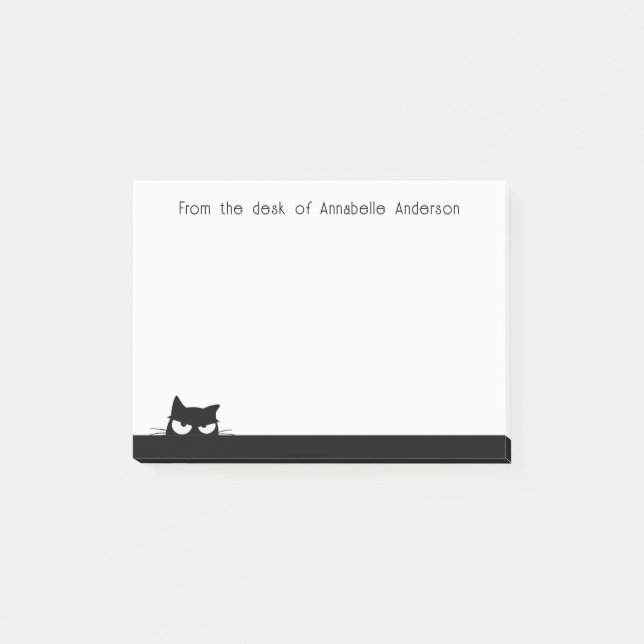 Bloco De Notas Gato Preto Suspeito Personalizar Notas (Frente)