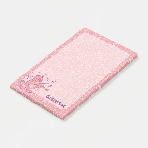 Bloco De Notas Gato Rosa com Notas de Posto Violin