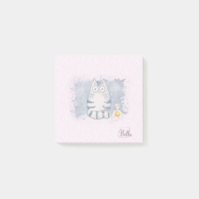 Bloco De Notas Gato Rosa, Engraçado, Gato (Frente)