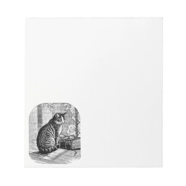 Bloco De Notas Gato Sentado junto à Janela com Livro (Frente)