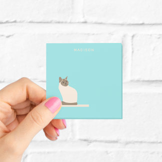 Bloco De Notas Gato Siamês em Notas Azuis com Nome