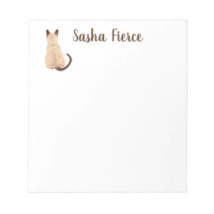 Bloco De Notas Gato Siamese de Sasha que senta o costume traseiro