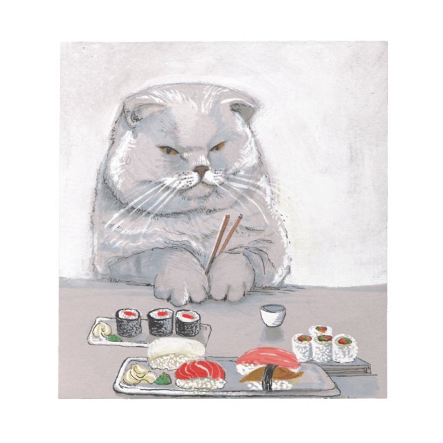 Bloco De Notas Gato Sushi Sr. Grumps ©CSiravo (Frente)