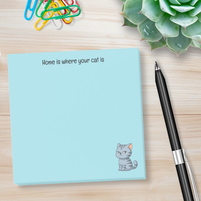 Bloco De Notas Gato Tabby Cinza Mal-Humorado com Texto Personaliz (Criador carregado)