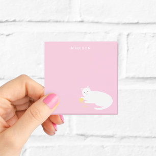 Bloco De Notas Gato Travesso com Linha Rosa