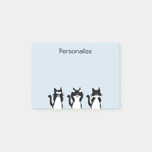 Bloco De Notas Gatos Brancos Pretos | Três Gatinhos (Frente)