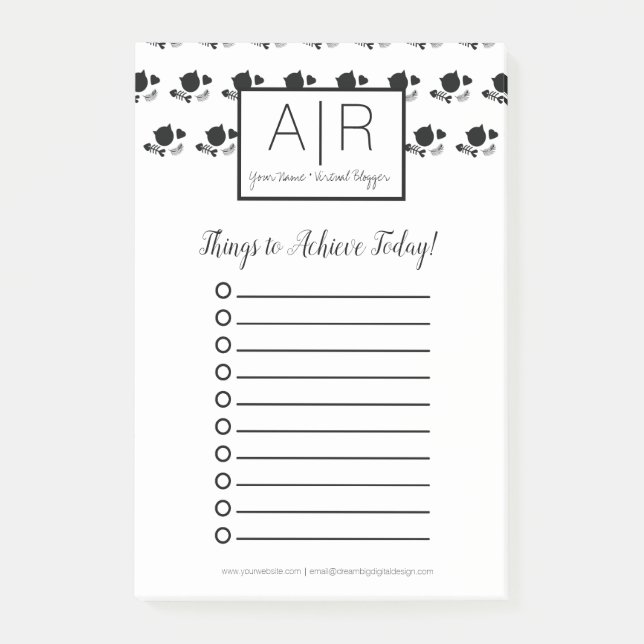 Bloco De Notas Gatos Cachorros Pretos e Brancos Monocromáticos (Frente)