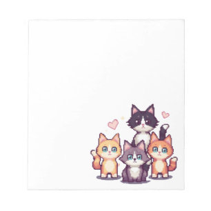 Bloco De Notas Gatos Coloridos Pixelados 