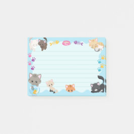 Bloco De Notas Gatos de Gatinho Bonitos Pawprints Azul-claro