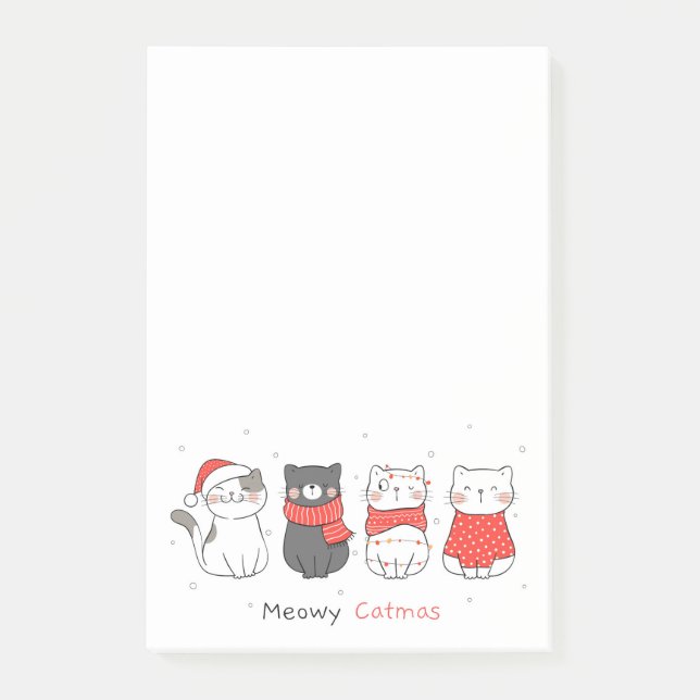 Bloco De Notas Gatos de Natal Meowy Catmas (Frente)