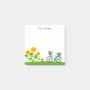 Bloco De Notas Gatos E Bicicletas Cuecas Com Cesta De Flores