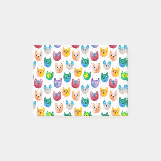 Bloco De Notas Gatos em aquarela e amigos (Frente)