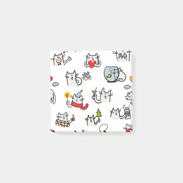 Bloco De Notas Gatos engraçados, leite e magia. (Frente)
