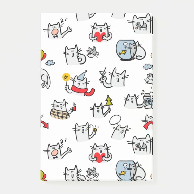 Bloco De Notas Gatos engraçados, leite e magia. (Frente)