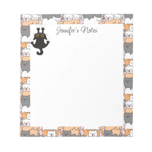 Bloco De Notas Gatos Fofos de Menina Texto Personalizado