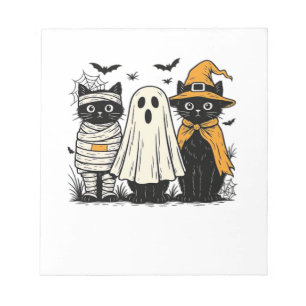 Bloco De Notas Gatos pretos em fantasias de Halloween � Fantasma,