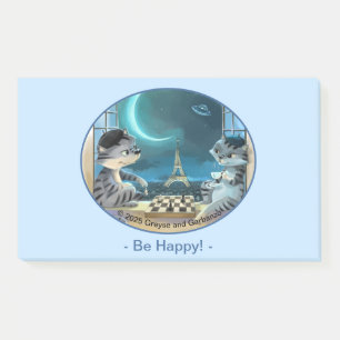 Bloco De Notas Gatos Torre Eiffel - Notas Felizes Noturnas 10" x