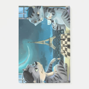 Bloco De Notas Gatos Torre Eiffel - Notas Noturnas 4" x 6"
