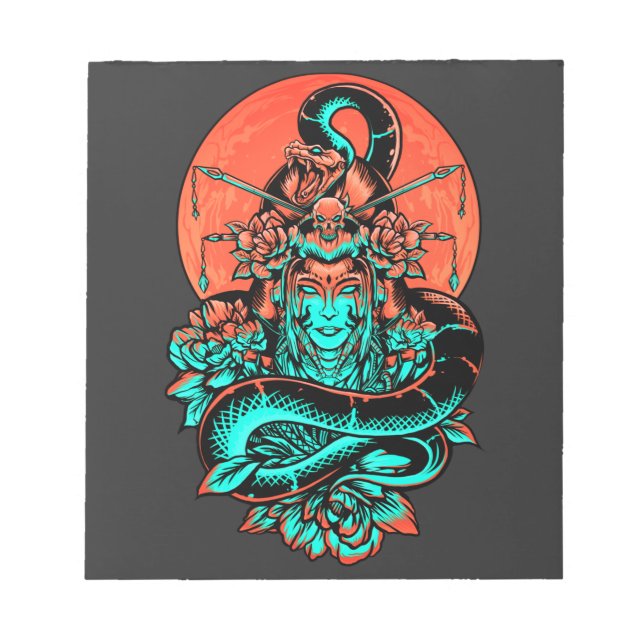 Bloco De Notas Geisha Tattoo queimou laranja e preto  (Frente)