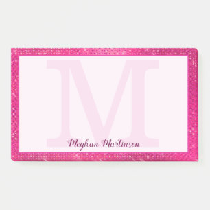 Bloco De Notas Gelado Rosa Quente - Nome do Monograma Grande