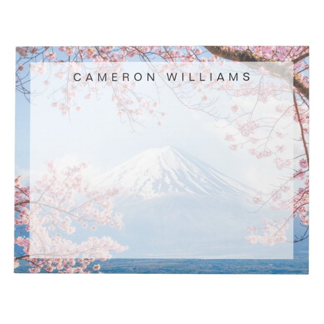 Bloco De Notas Gelo e neve | Cherry Blossoms Mt. Fuji Japão (Frente)