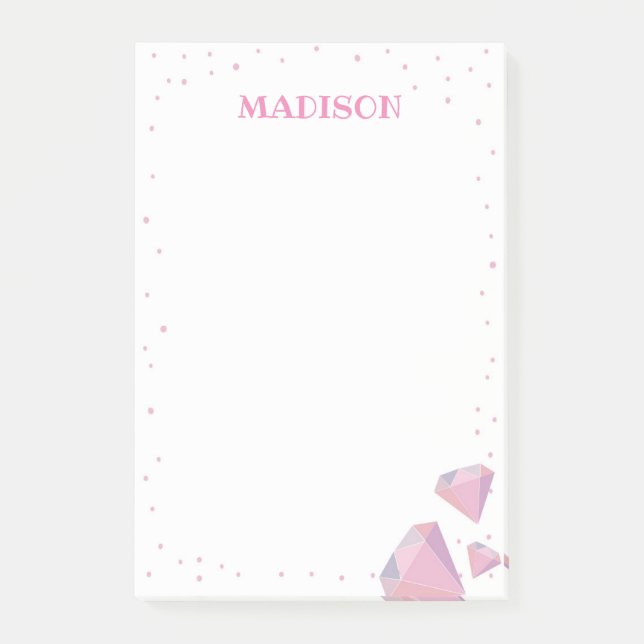 Bloco De Notas Gemstone Rosa Posta Nota (Frente)