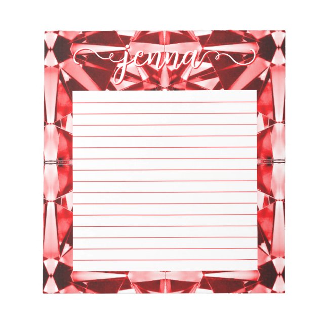 Bloco De Notas Gemstone Vermelho Vinculado Personalizado (Frente)