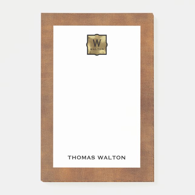 Bloco De Notas Genuine Leather Look Monogram Name (Frente)