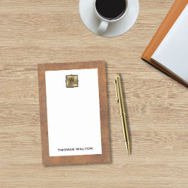 Bloco De Notas Genuine Leather Look Monogram Name