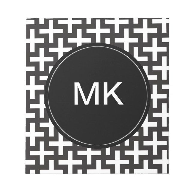 Bloco De Notas Geométrico preto e branco (Frente)