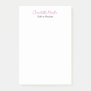 Bloco De Notas Gerente Consultor Chefe Branco Rosa Profissional