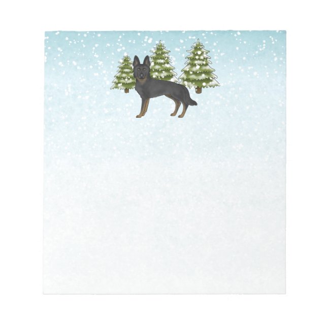 Bloco De Notas German shepherd Bi-Black Floresta de inverno Verde (Frente)