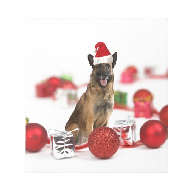 Bloco De Notas German shepherd com presentes de Natal Papai Noel (Frente)
