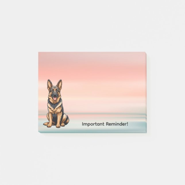 Bloco De Notas German Shepherd Dog with Sunset (Frente)