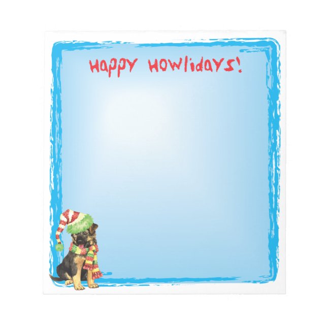 Bloco De Notas German shepherd Feliz Howlidays (Frente)