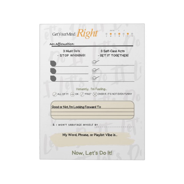 Bloco De Notas Get Your Mind RIGHT – 5-Minute Journal Notepad (Invertido)