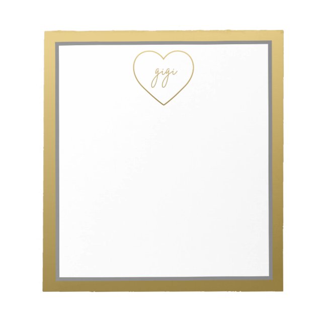 Bloco De Notas Gigi Elegante Ouro Gradient Heart Gift (Frente)