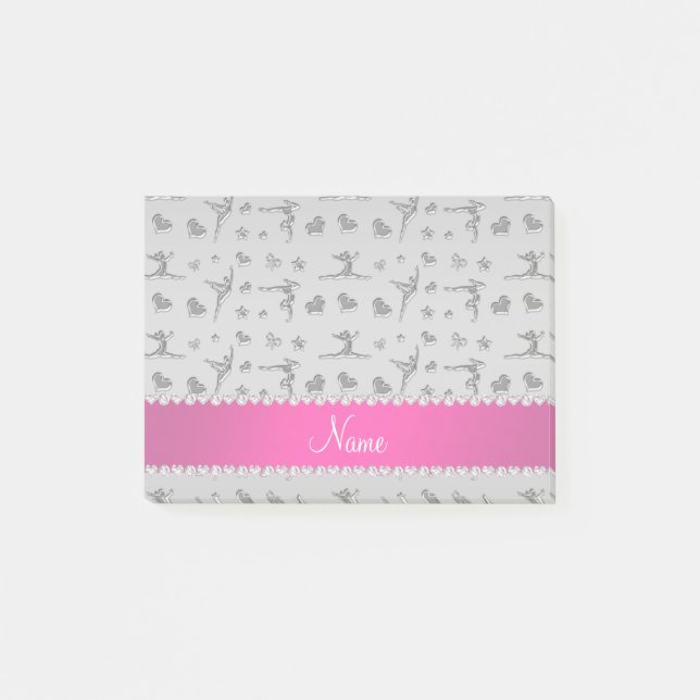 Bloco De Notas Ginástica prateada de nome personalizado (Frente)