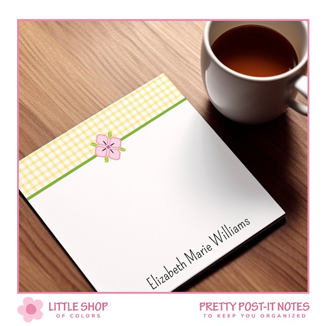 Bloco De Notas Ginga Amarela Floral Rosa Personalizado (Criador carregado)