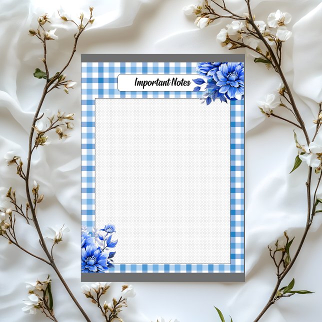 Bloco De Notas Ginga Floral Azul _ Notas Importantes (Criador carregado)