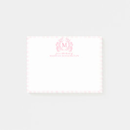 Bloco De Notas Ginga Floral Crest Monograma Rosa Cor-de-Rosa