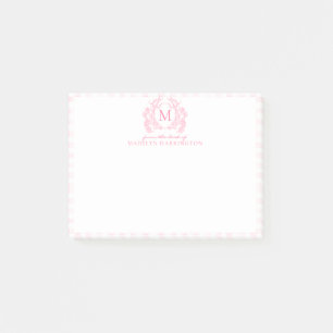 Bloco De Notas Ginga Floral Crest Monograma Rosa Cor-de-Rosa
